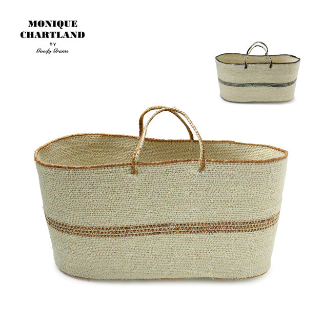 SEAGRASS POT SHAPED BASKET-HANDLE YELLOW