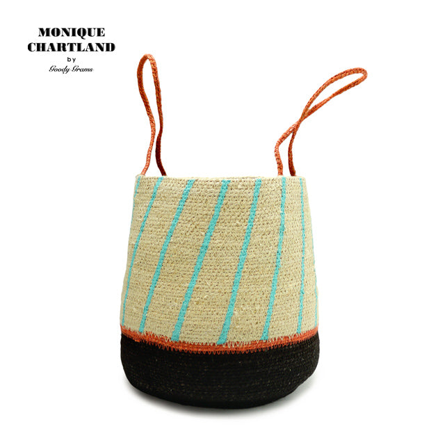 SEAGRASS CYLINDER BASKET-HANDLE ORANGE
